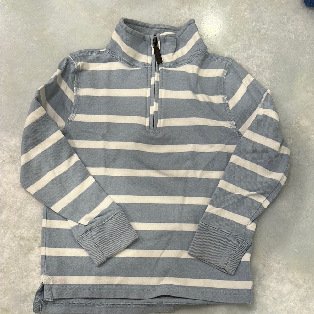 Striped Half-Zip Sweater - Blue and White